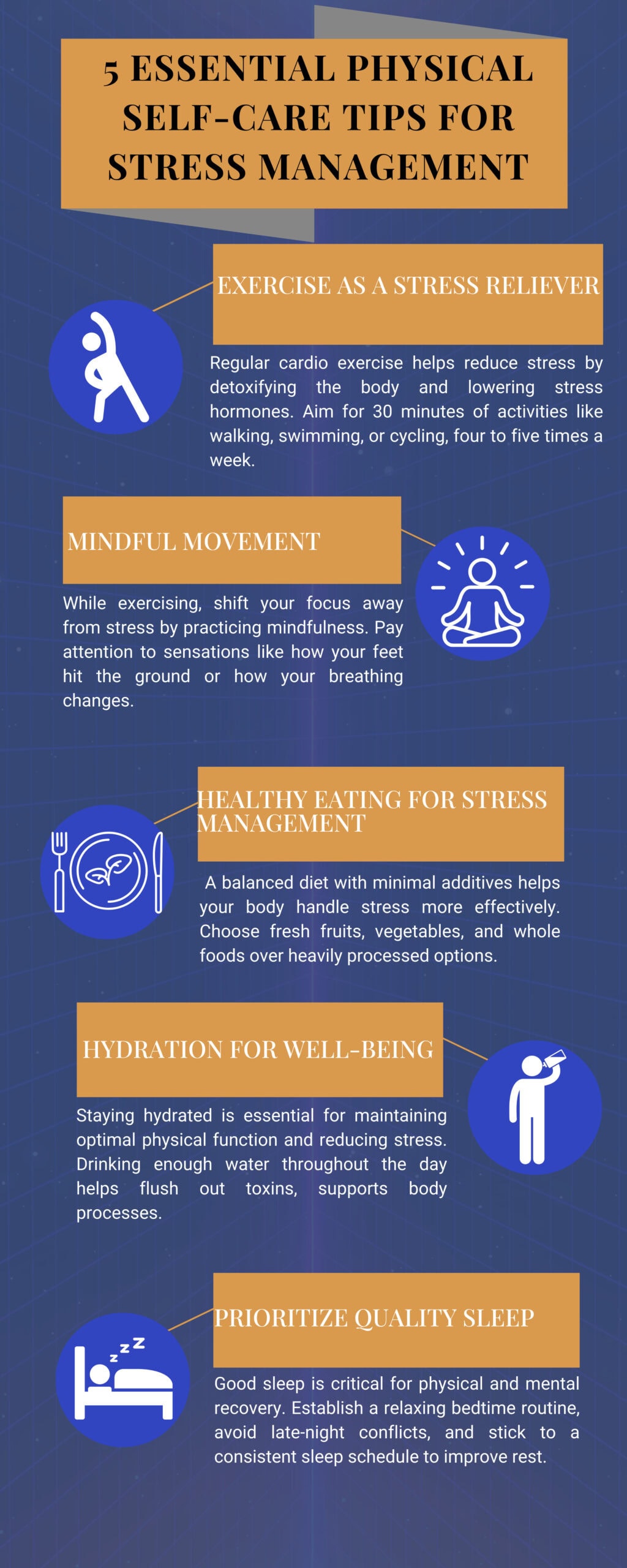 5 Physical self care tips infographic