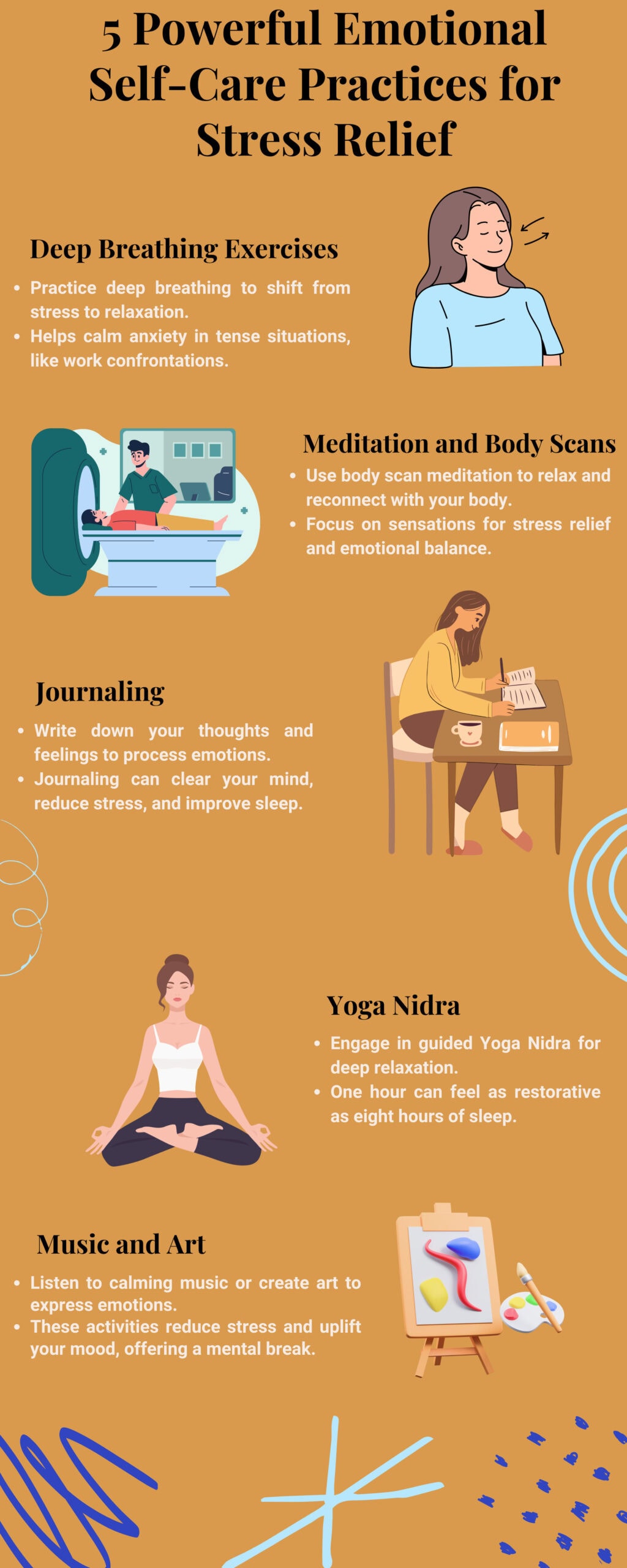 5 emotional self-care practices infographic