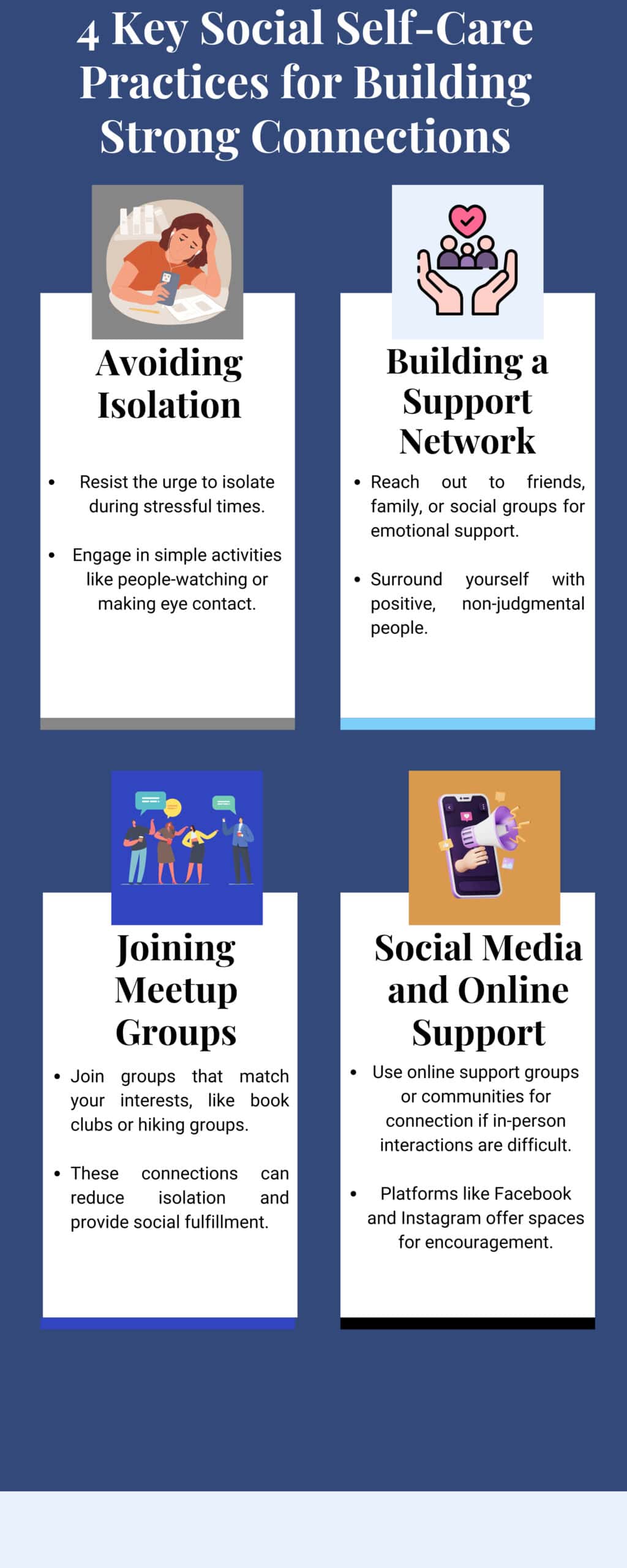 4 social self-care practices infographic