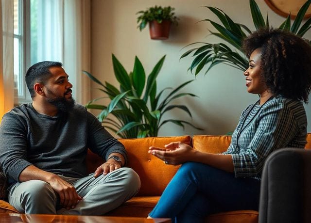 person sitting with a close friend for a heartfelt conversation