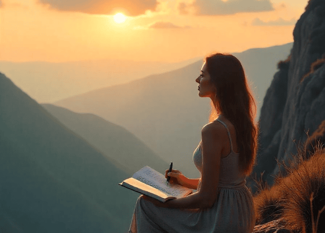 woman sitting in a valley