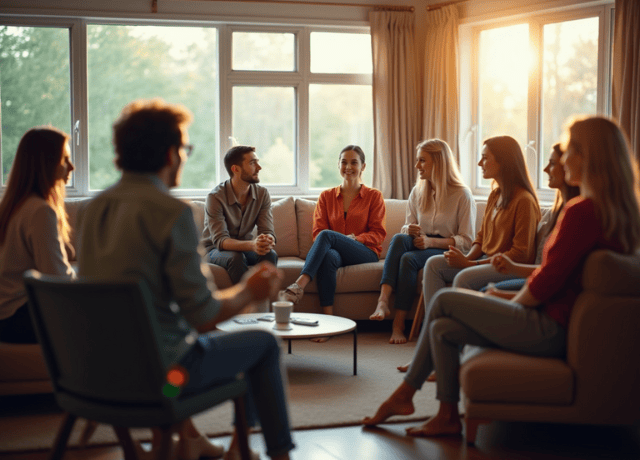 A support group with like-minded people having conversation