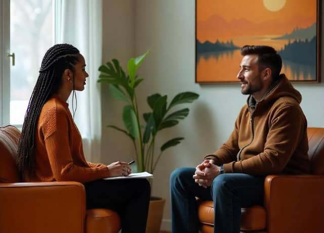 therapist and the client are discussing about relationship
