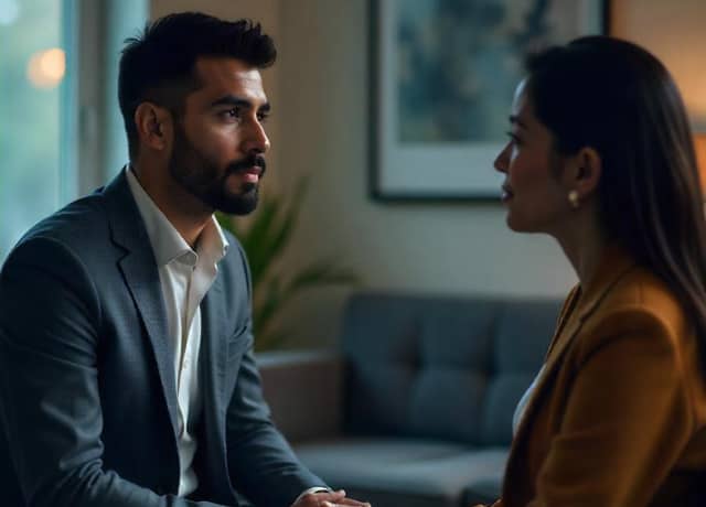 therapist and client taking about current situation