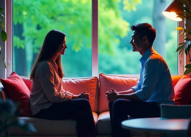 A person having a conversation with therapist