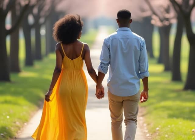 two couple roaming around garden with holding hands of each other