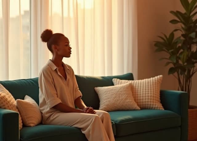 women siting alone in therapy room
