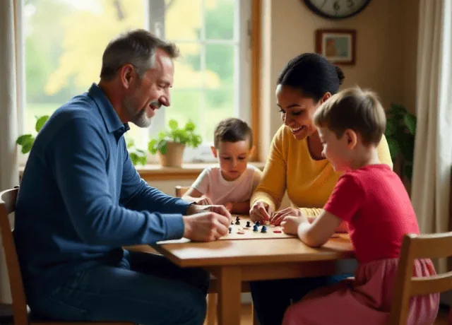 A quiet family moment coloring together at home