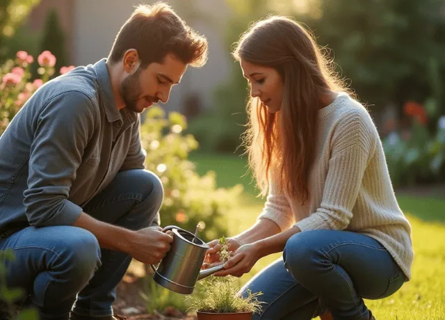 The couple is a water bottle for the tree.