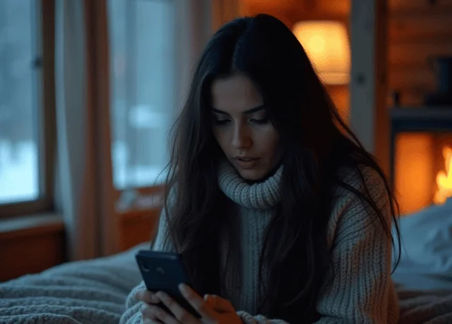 woman sitting alone on a bed in soft light