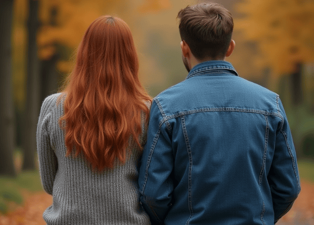 couple sitting apart in garden