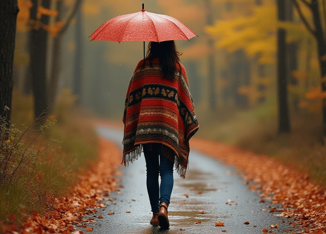 Woman walking alone on a wooded trail