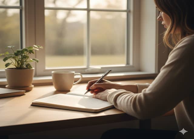 Woman writing in her diary